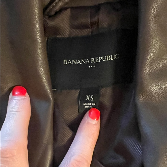 Banana Republic Dark Brown Leather Trench Coat - Picture 3 of 7